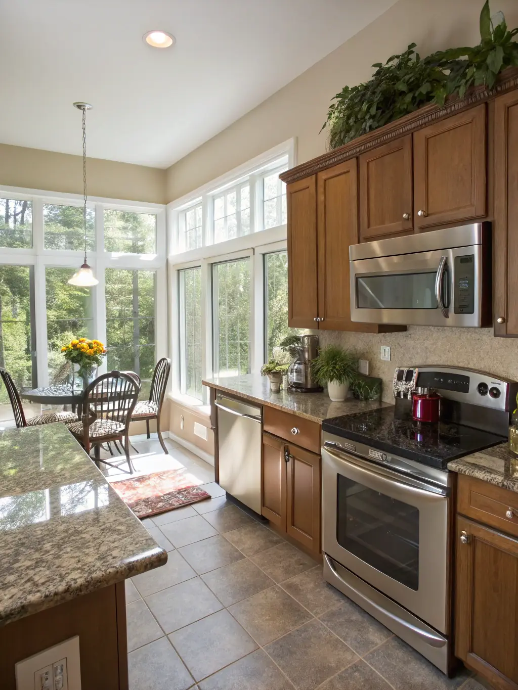 An interior shot of a renovated kitchen with modern appliances and stylish design, highlighting Proobra.es's renovation and remodeling services.